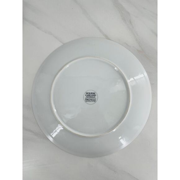 Vintage Lillian Vernon Christmas Cake Plate & Server Set Porcelain Holly w/Box - Picture 6 of 7